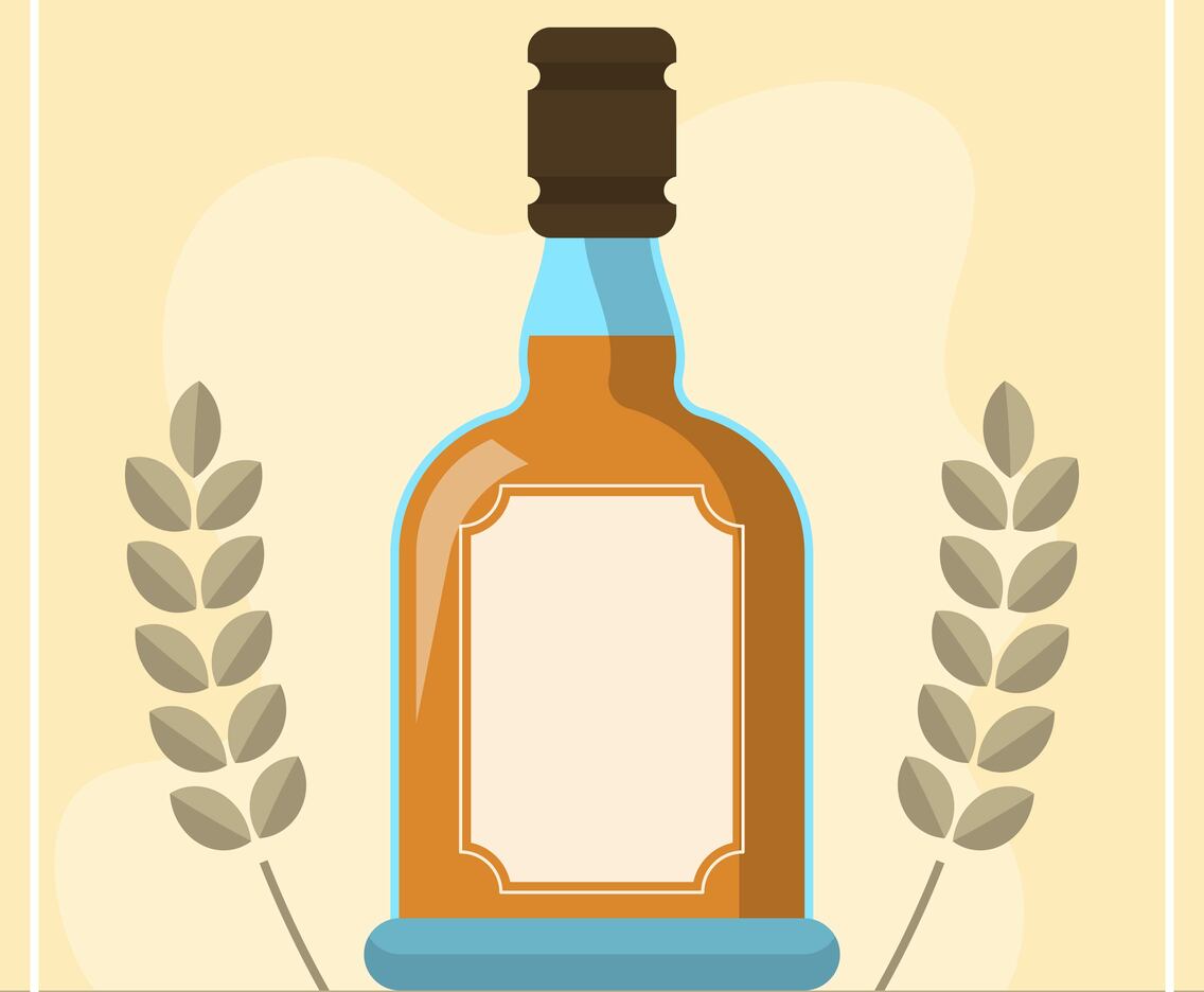 Flat Bourbon Bottle Vector Illustration