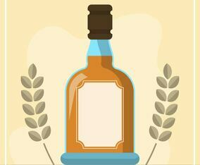 Flat Bourbon Bottle Vector Illustration