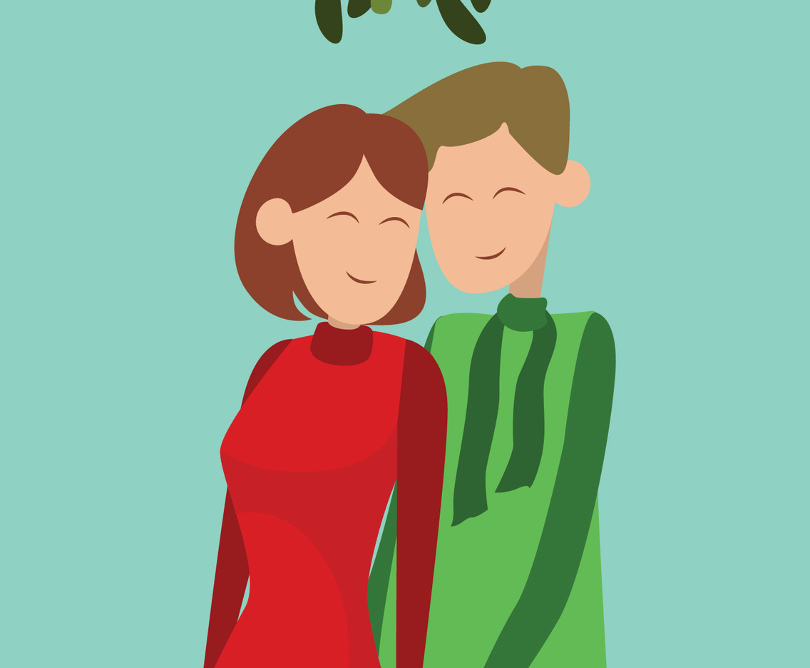 Couple under the mistletoe