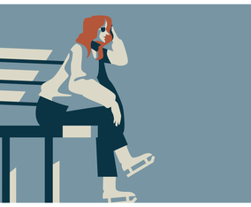 Woman Sitting With Skating Shoes Vector