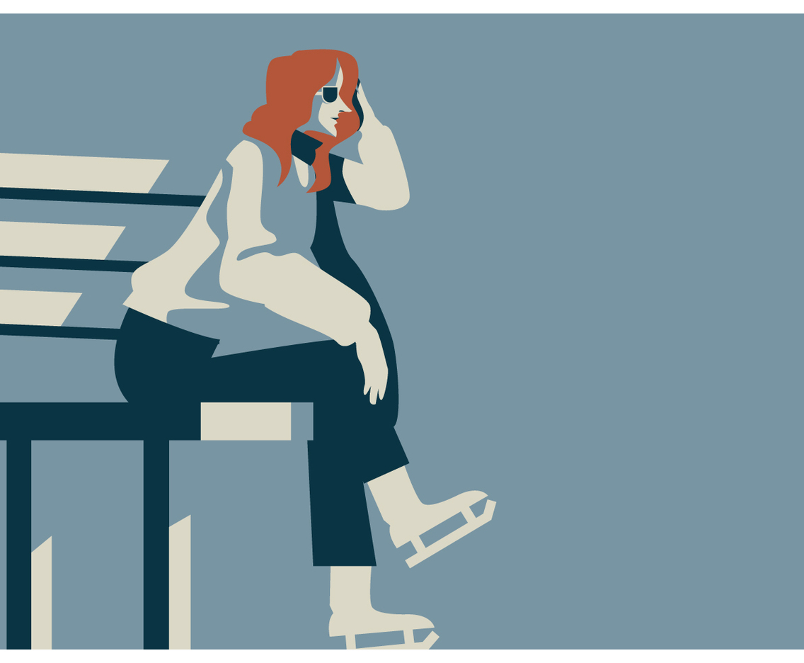 Woman Sitting With Skating Shoes Vector