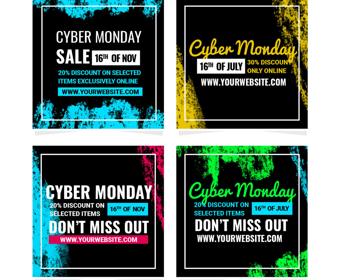 Vector Cyber Monday Social Media Posts
