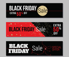 Set of Abstract Black Friday Sales Background Horizontal Banners