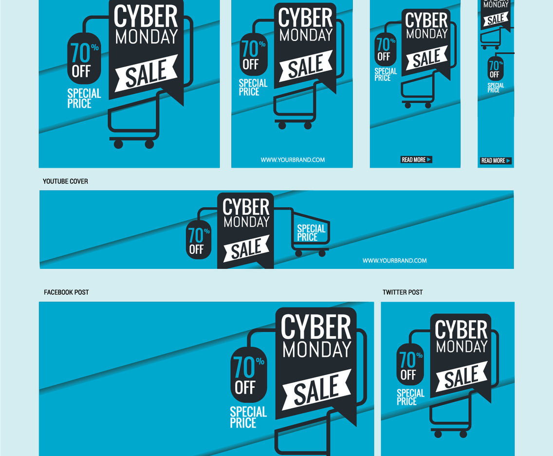 Cyber Monday social media post template for business, promotion and advertising