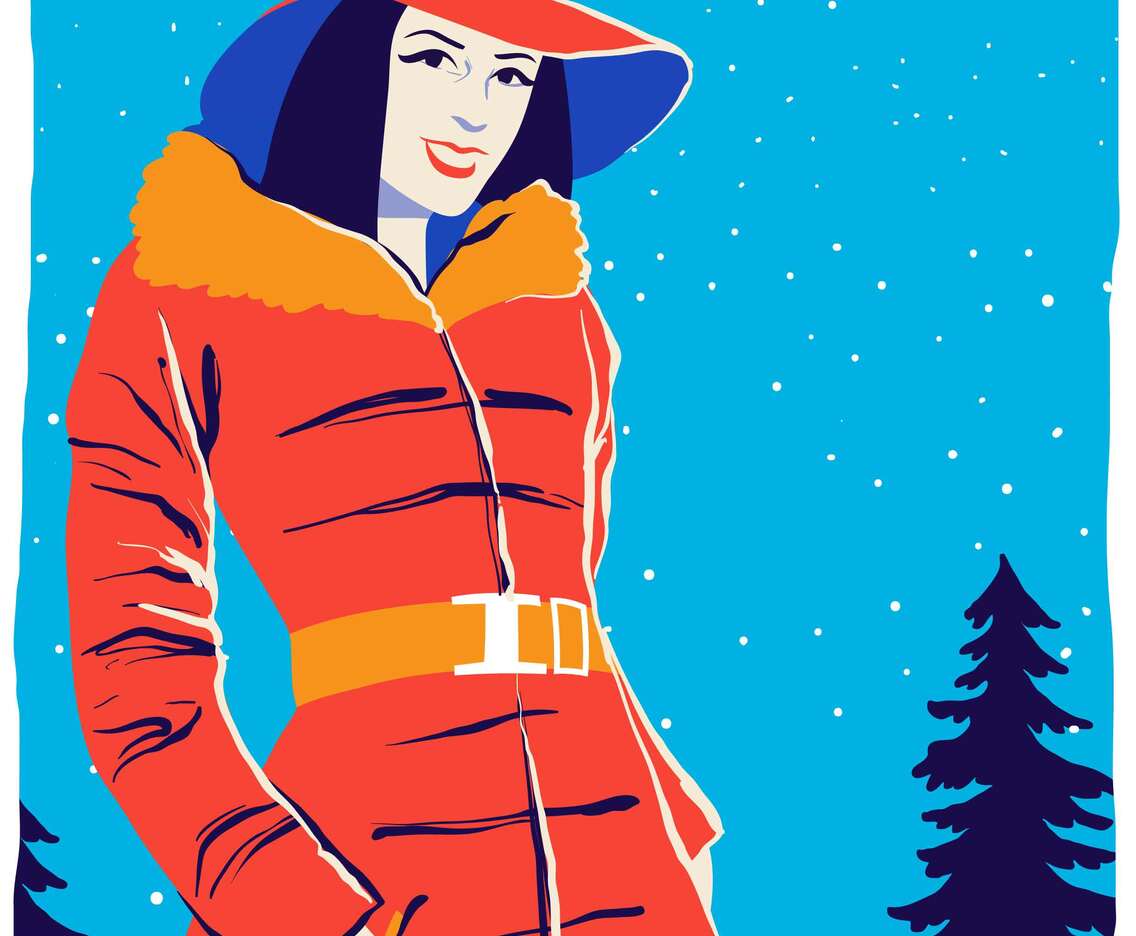 Young Woman Model Portrait In Winter Outdoors