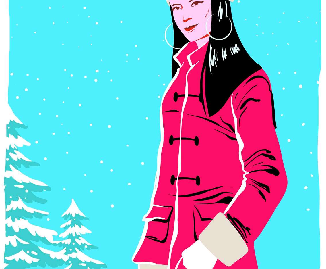 Woman Model Portrait In Winter Outdoors