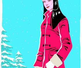 Woman Model Portrait In Winter Outdoors