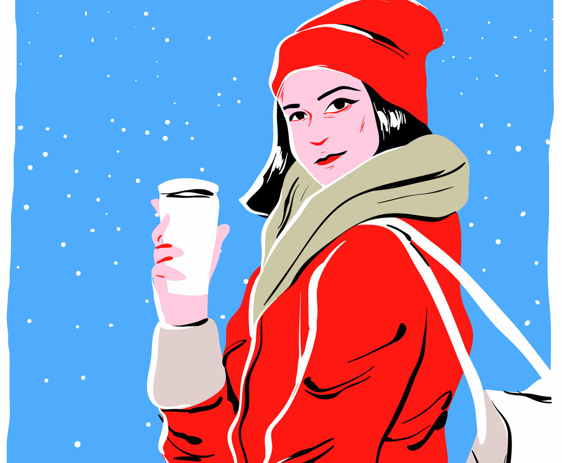 Model Portrait In Winter Outdoors