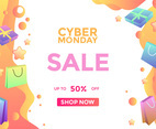 Cyber Monday Sale Social Media Post Vector