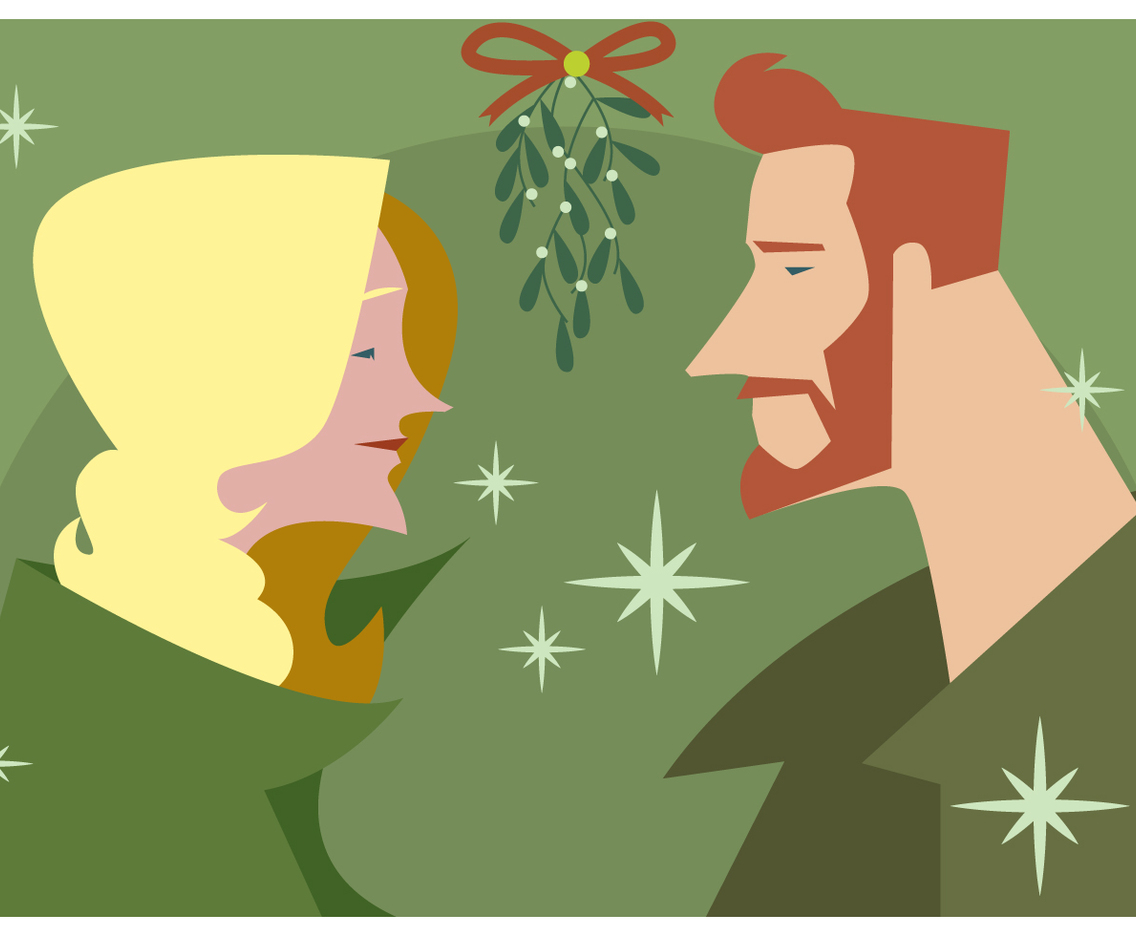 Couple Under Mistletoe Vector