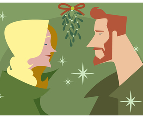 Couple Under Mistletoe Vector