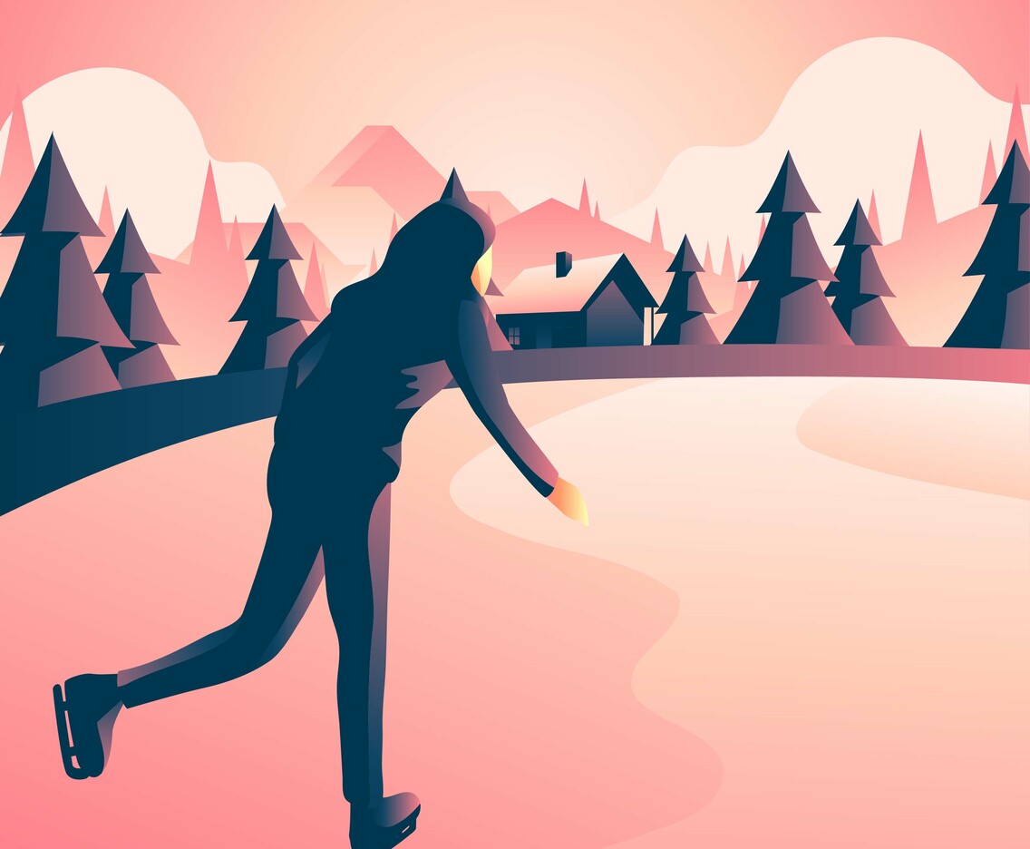 Woman Play Ice Skating Outdoor