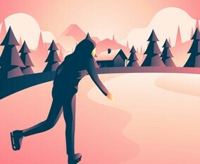 Woman Play Ice Skating Outdoor