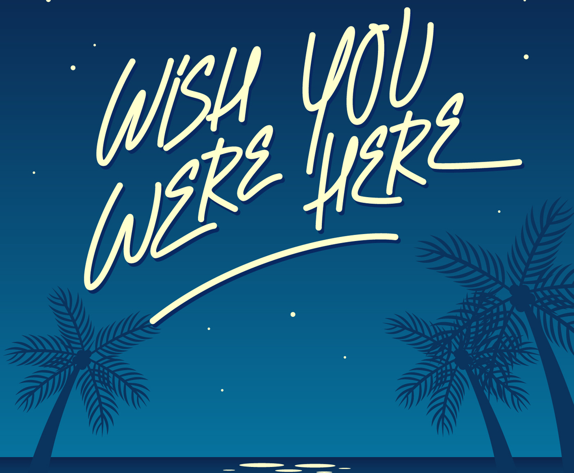Night Beach Wish You Were Here Vector