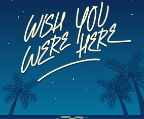 Night Beach Wish You Were Here Vector