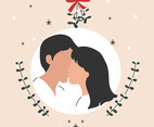 Couple Under Mistletoe Vector