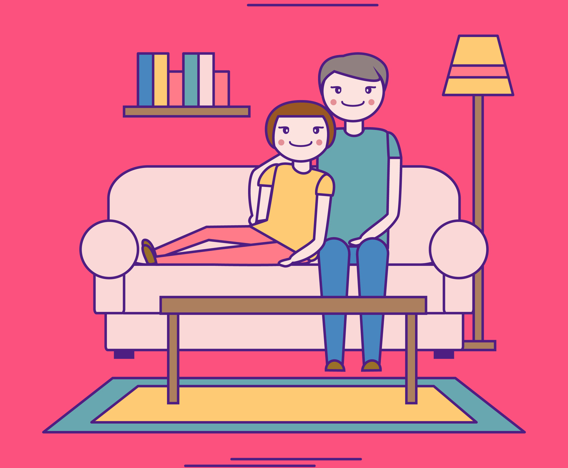 Chill Couple On The Couch Vector