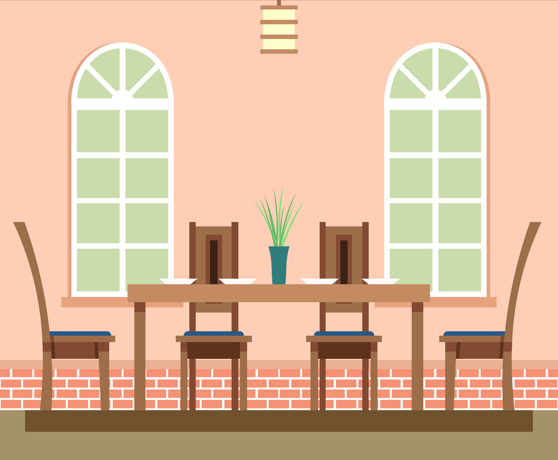 Dining Room Cozy Settings Vector