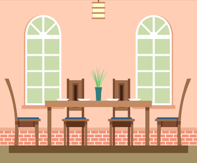 Dining Room Cozy Settings Vector