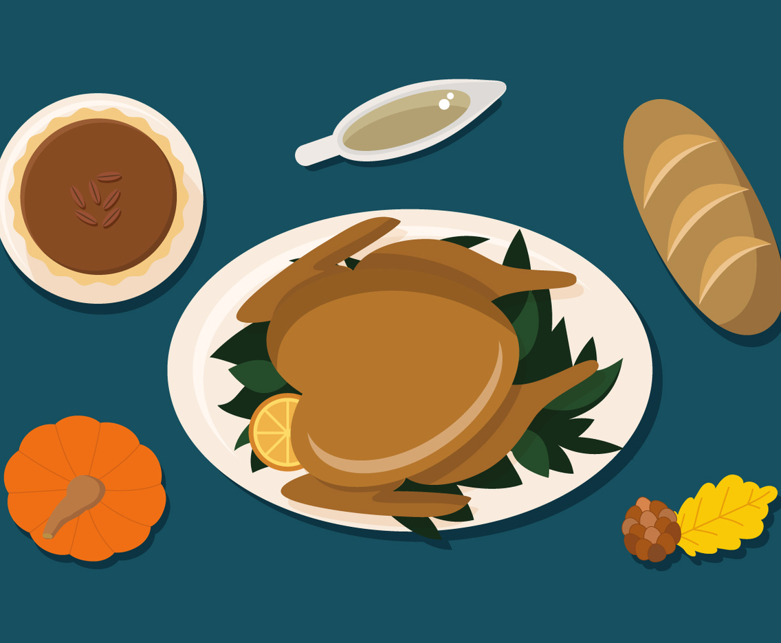 Thanksgiving Dinner Flat Vector