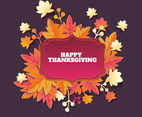 Paper Craft Thanksgiving with Autumn Leaves Background