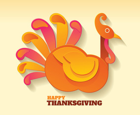 Happy Thanksgiving Day with Turkey Paper Art