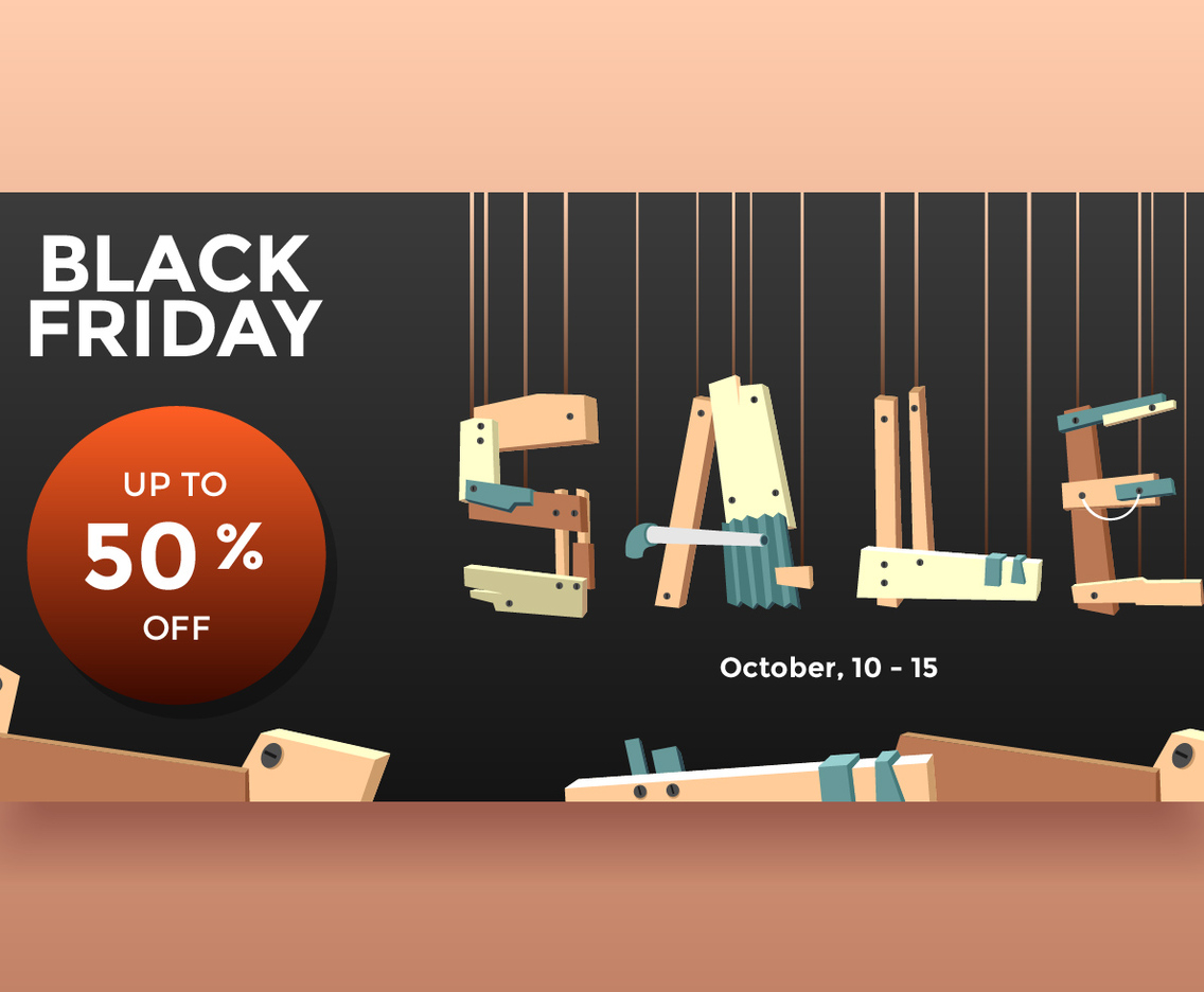 Black Friday October Sale Wood Style Banner Vector