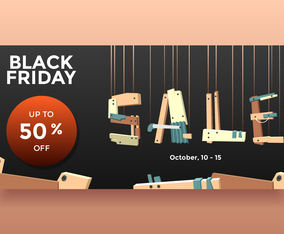Black Friday October Sale Wood Style Banner Vector