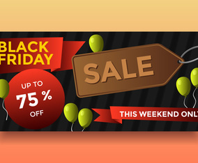 Balloon Black Friday Sale Banner Vector