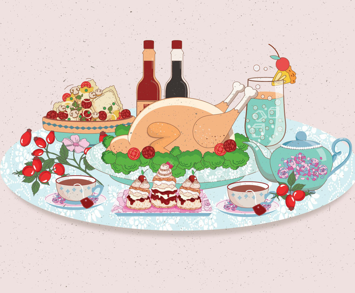 Thanksgiving Table Overhead Vol 2 Vector