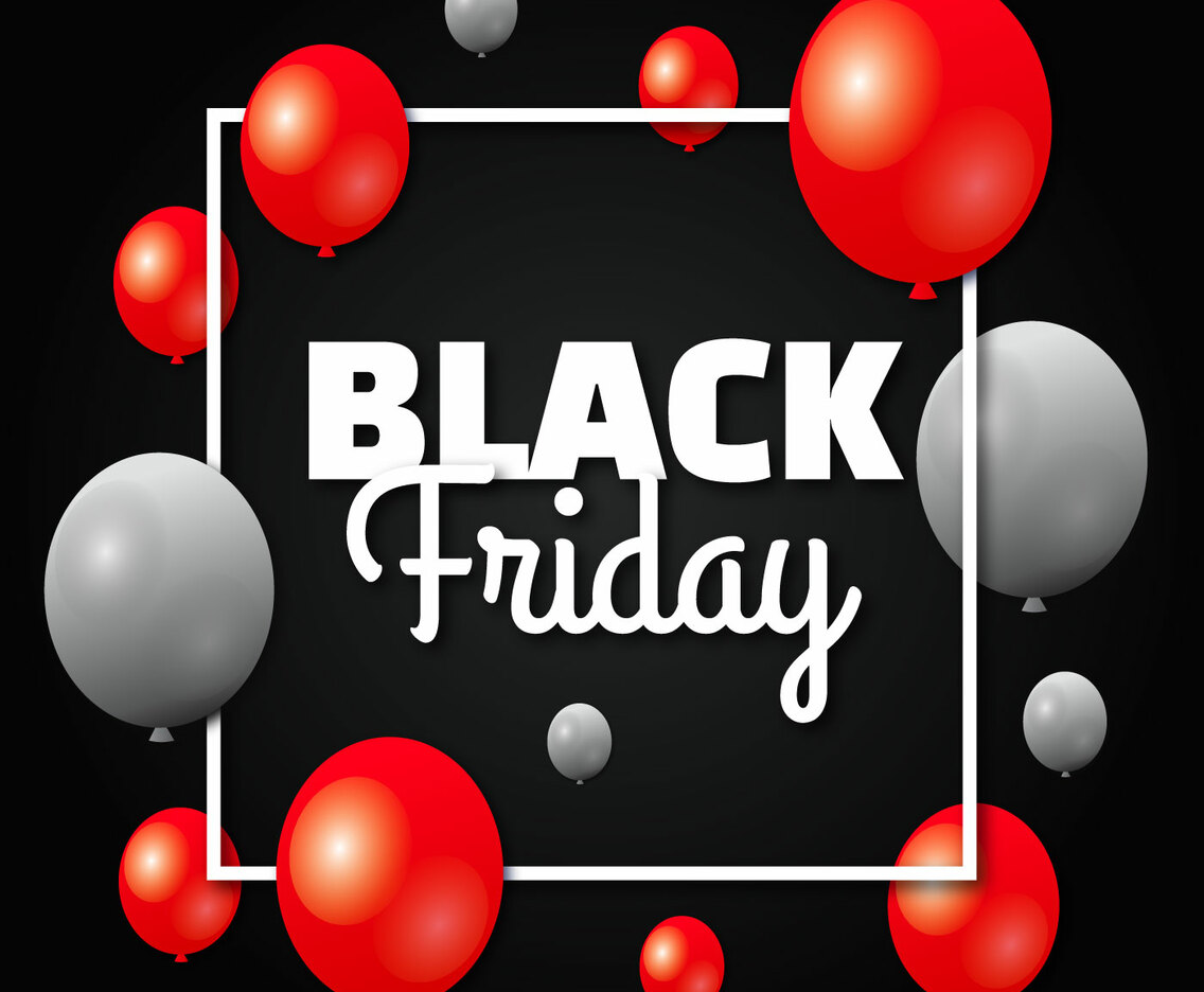 Black Friday Sale Poster With Shiny Balloons