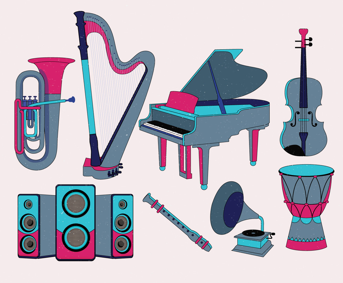 Musical Instruments Knolling Vol 2 Vector