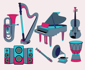 Musical Instruments Knolling Vol 2 Vector