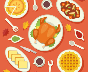 Traditional Food Thanksgiving Vector