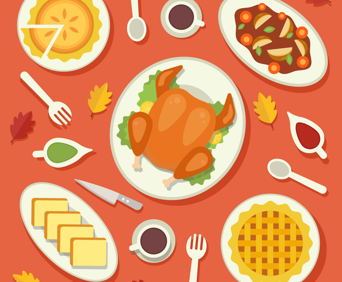 Traditional Food Thanksgiving Vector