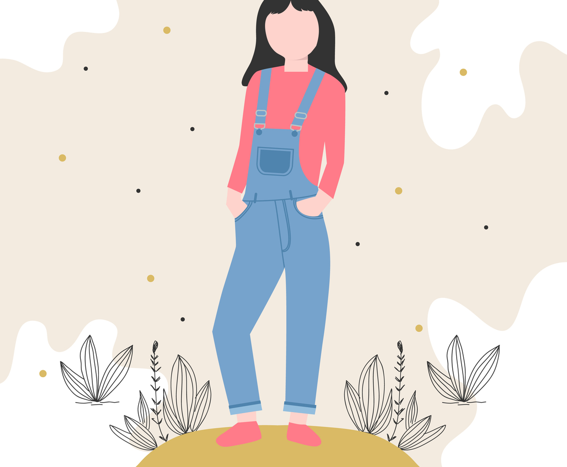 Model In Overalls Vector