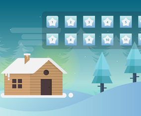 Cozy Settings of Home in Snow Fall with Advent Calendar