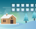Cozy Settings of Home in Snow Fall with Advent Calendar