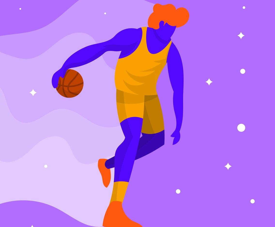 Flat Modern Basketball Player Vector Illustration