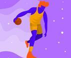 Flat Modern Basketball Player Vector Illustration