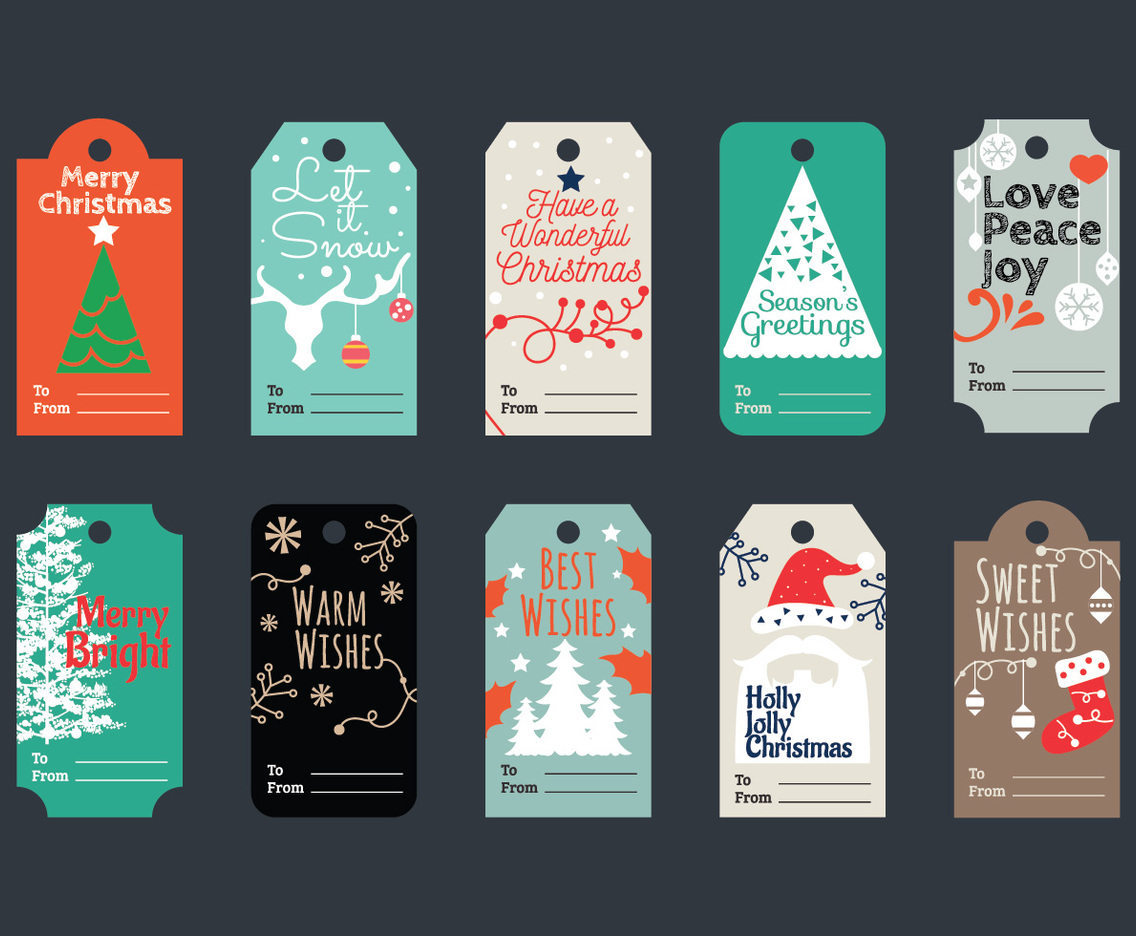 Minimalist and Beautiful Set of Christmas Gift Tags for Holiday Greetings