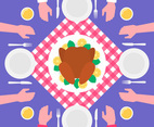 Thanksgiving Day Food Roasted Turkey Top View Illustration