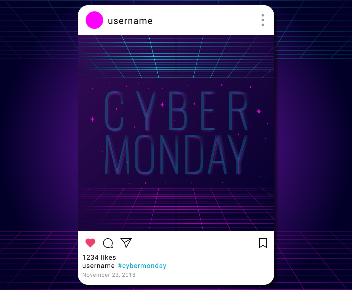 Retro Cyber Monday Social Media Post Template