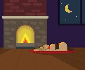 Fireside Pets Illustration Vector