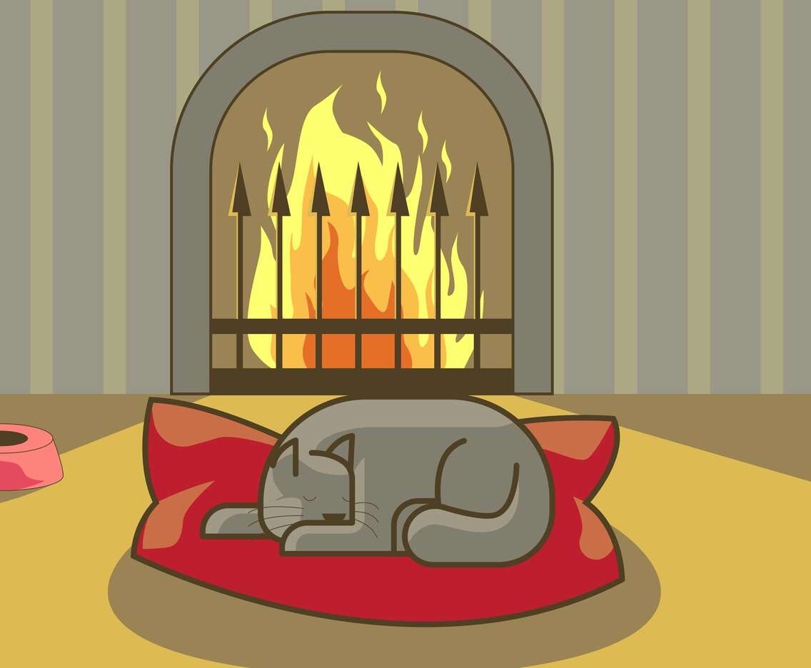 Fireside Pets Illustration Vector