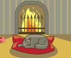 Fireside Pets Illustration Vector