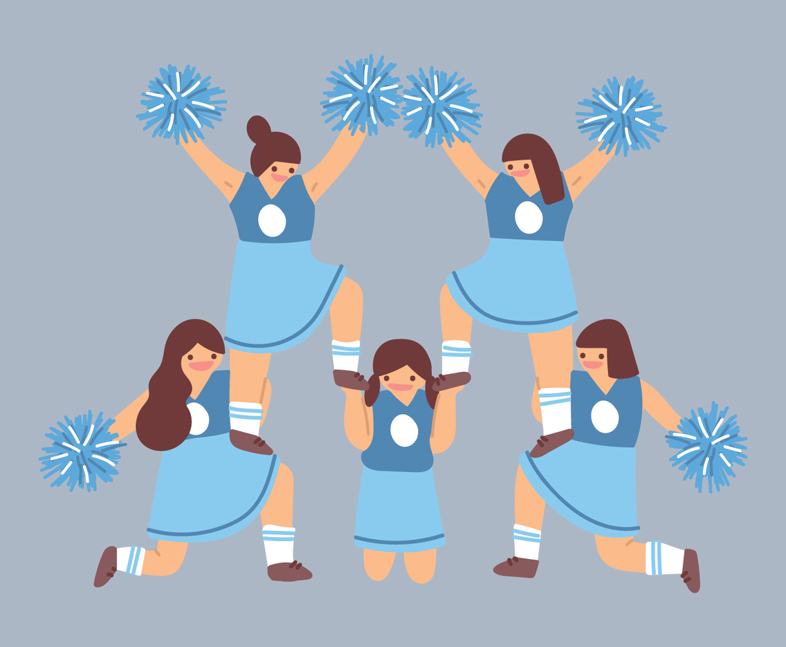 Cheerleaders In The Middle Of a Practice