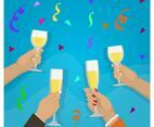 Flat Champagne Toast Celebration with friends Vector Illustration