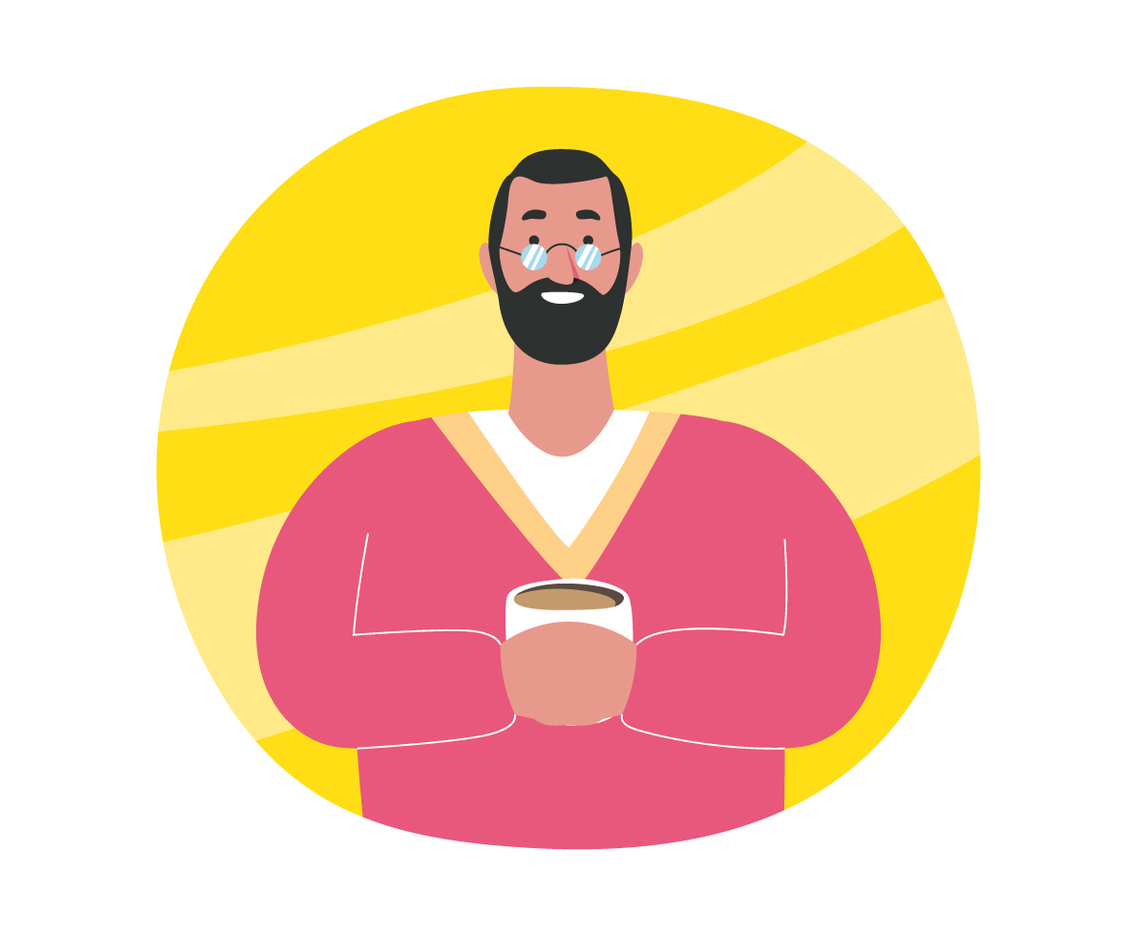 Bearded Man Holding Coffee