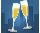 Flat Champagne Toast Glasses Vector Illustration